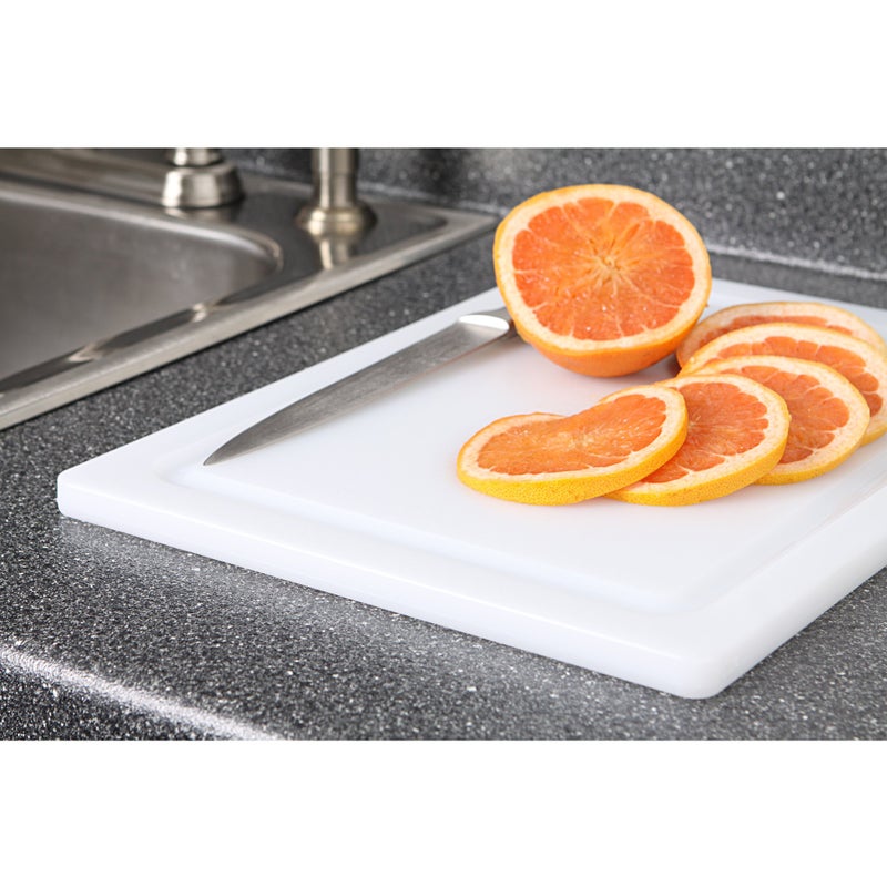 Dexas NSF Approved Poly Cutting Board with Juice Well, 12 x16 x 5/8", White - Image 2